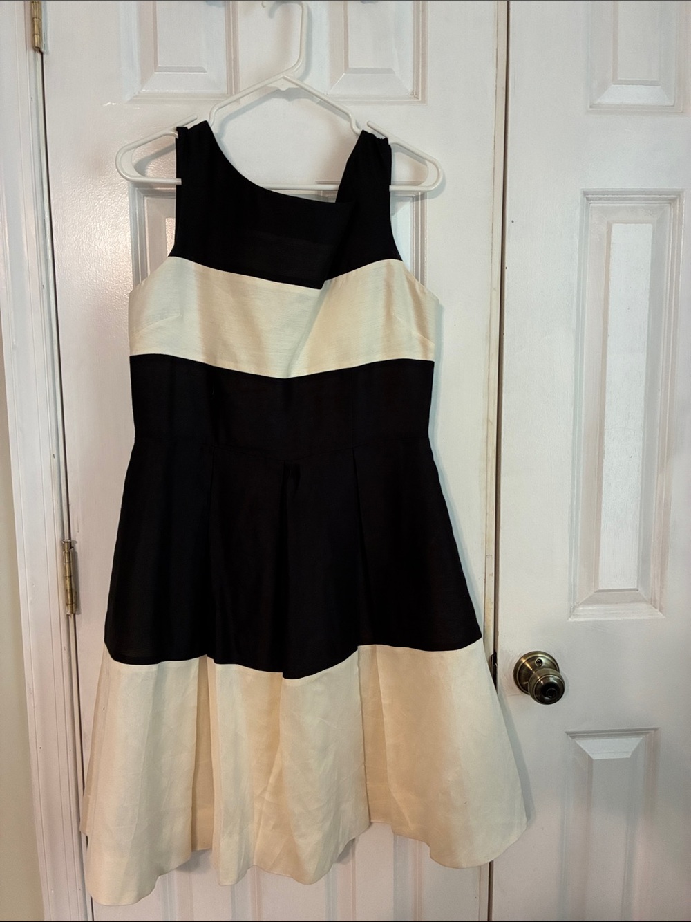 kate spade Black and Cream Striped Fit-and-Flare Dress